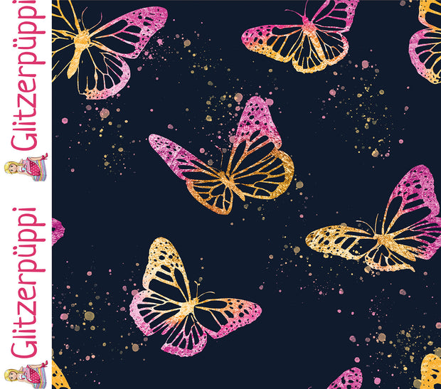 Jogging fabric Butterflies Navy