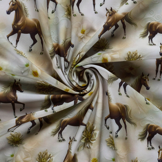 Softshell fabric Beige digital printed 
