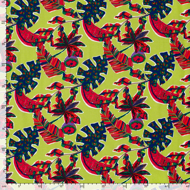 Polyester Bubble tissu Feuilles Vert Citron