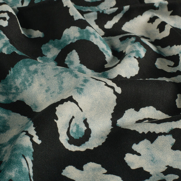 Viscose Twill fabrik Abstrakt Turquoise