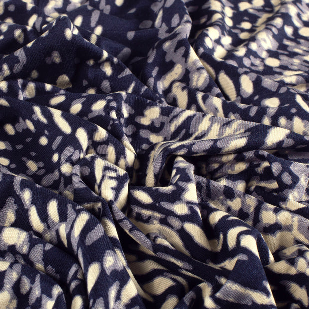 Viscose Vortex Jersey fabric Abstract Navy