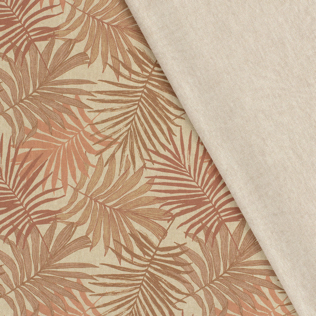 Linen Look fabric Leaves digital printed 