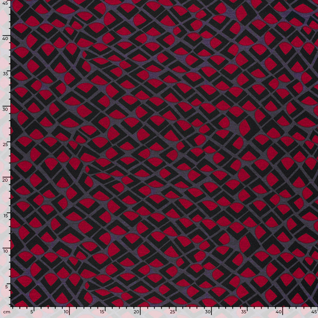 Poly Viscose Jersey fabric Abstract Magenta