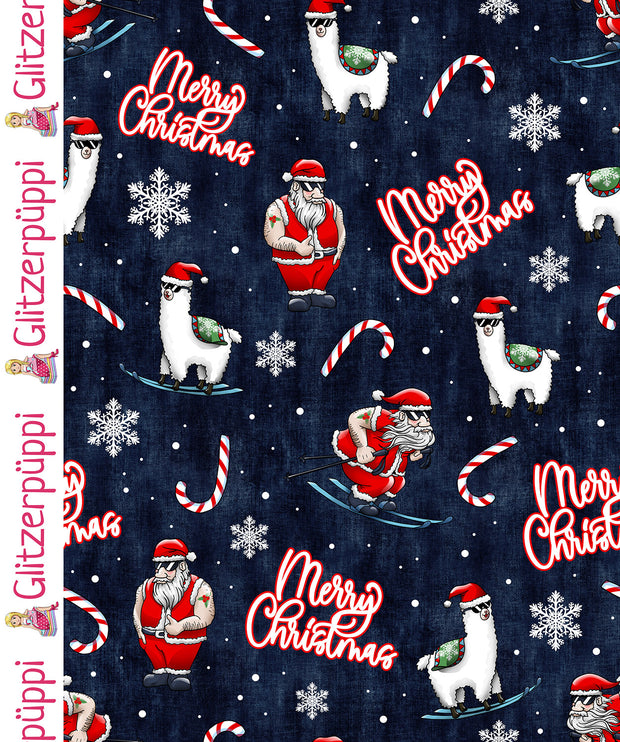 French Terry fabric Christmas Navy