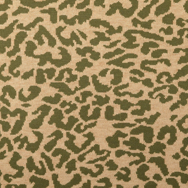 Heavy Knit fabric Leopards Olive Green