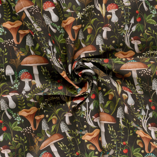 Panama fabric Black digital printed 
