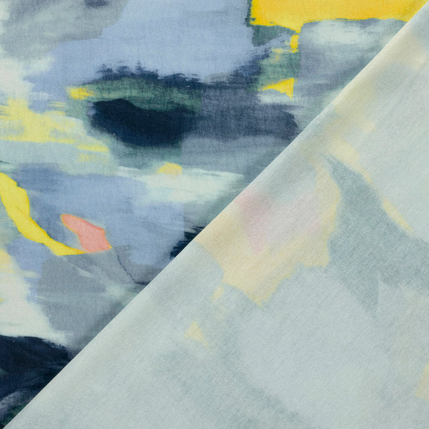 Woven Viscose Linen fabric Abstract printed 