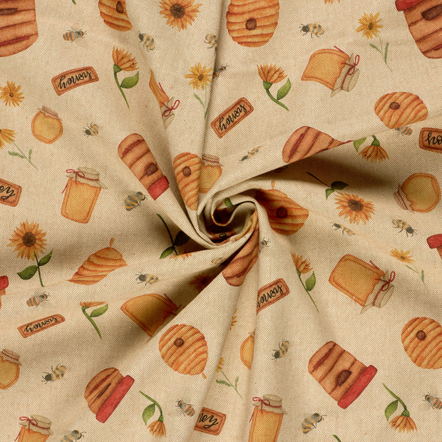 Linen Look fabric Beige digital printed 