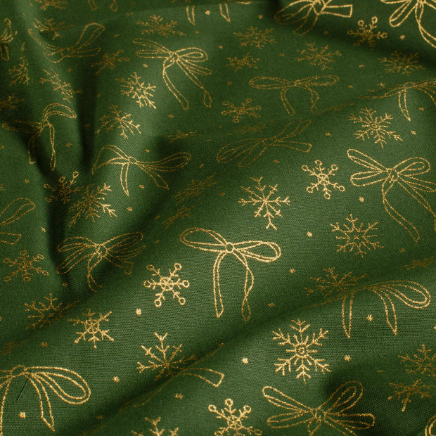 Algodón Popelina tela Navidad Verde