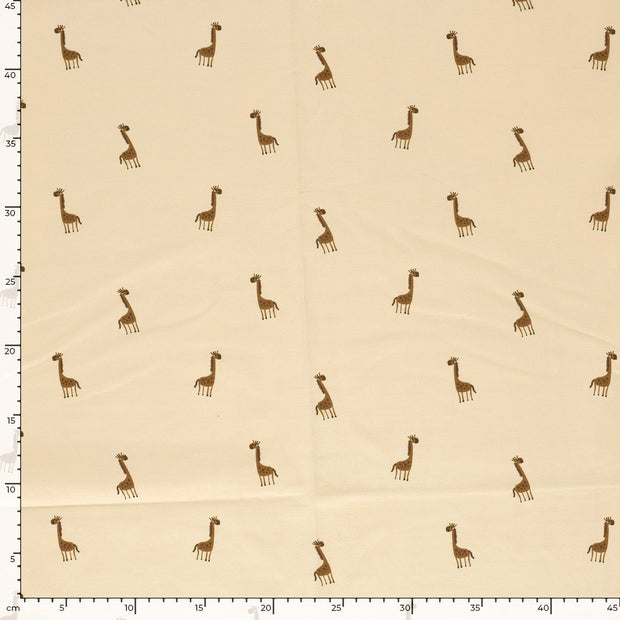 Jersey stof Giraffen Beige