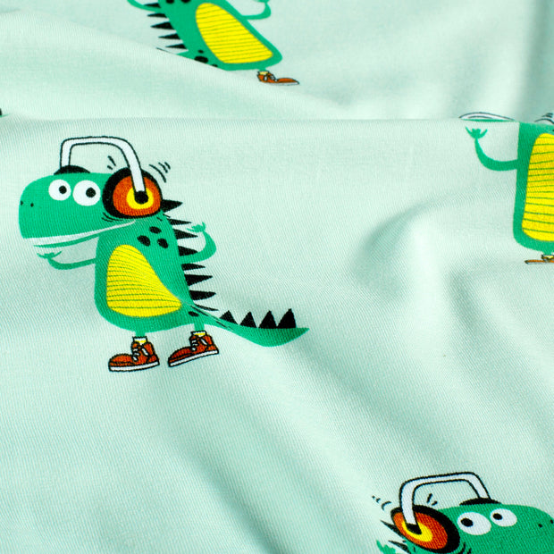 Jersey fabric Crocodiles Mint