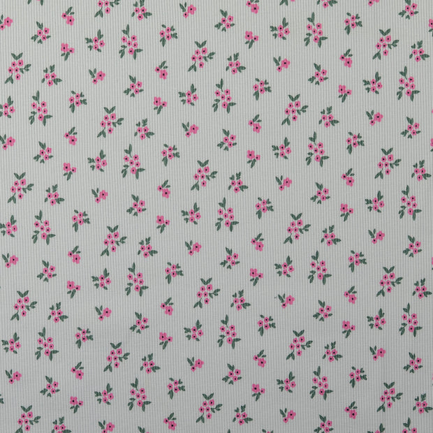 Rib Jersey fabric Flowers Baby Blue