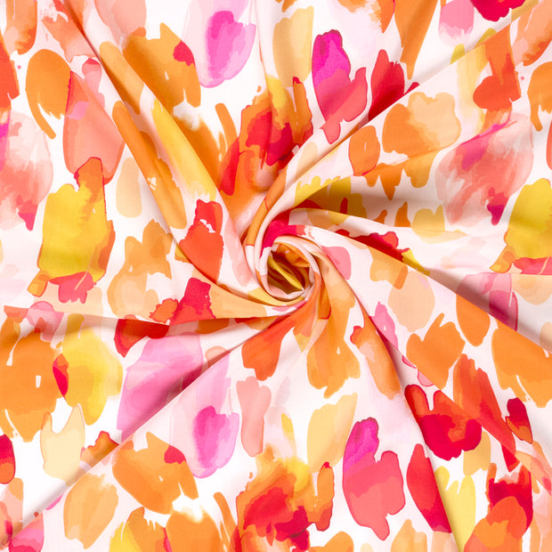 Viscose Poplin fabric Orange printed 