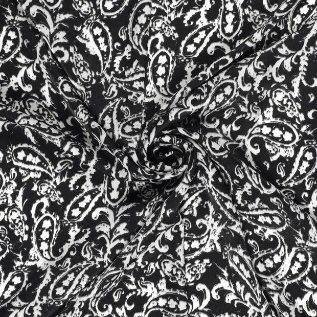 Satin Velvet fabric Black printed 