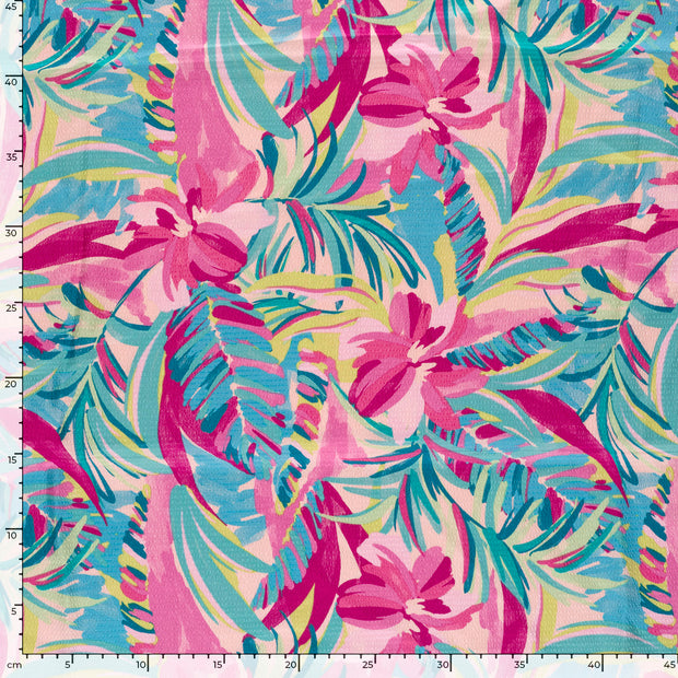 Polyester Bubble stof Bloemen Licht roze