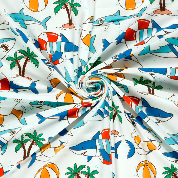 Jersey fabric Off White printed 