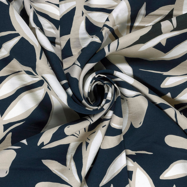 Viscose Nylon Crepe tela Azul marino estampado 