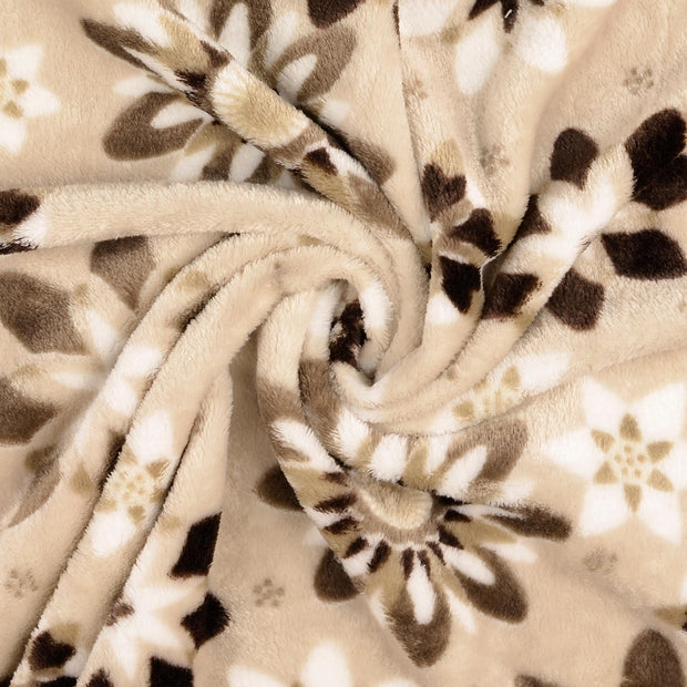Fleece fabric Beige printed 