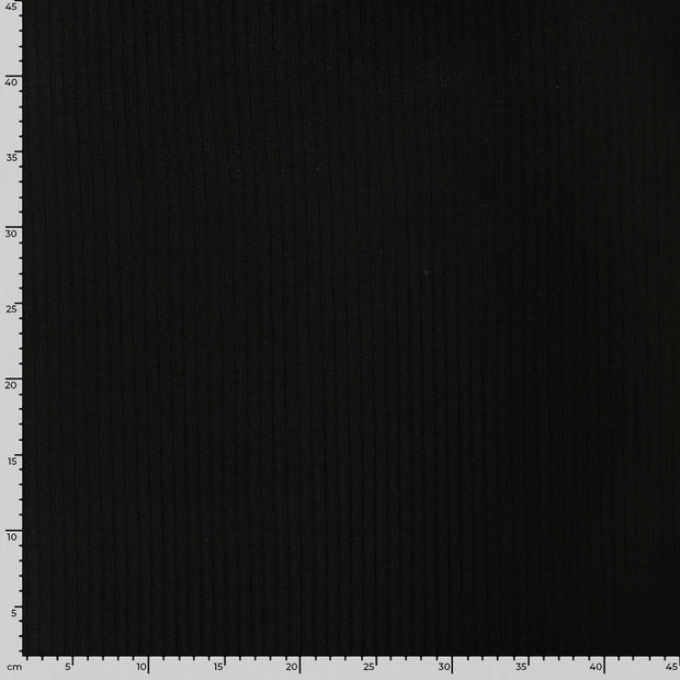 Rib Jersey fabric Unicolour Black
