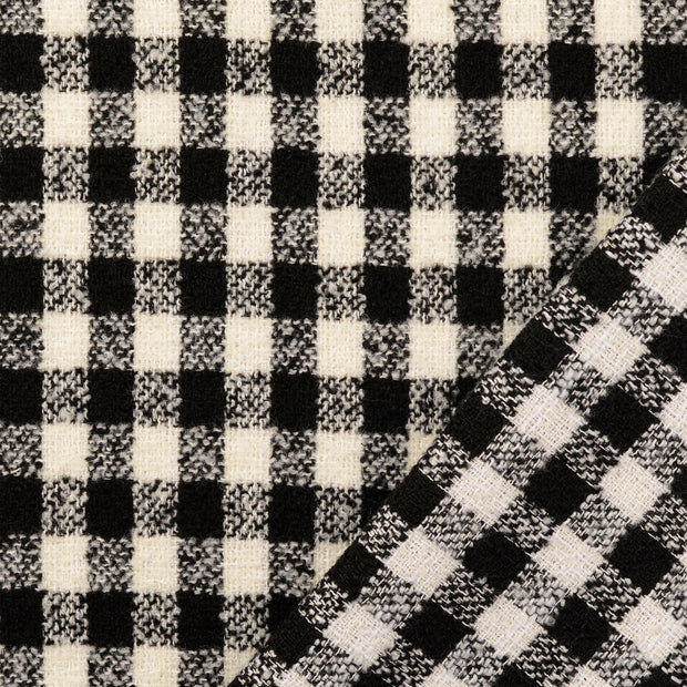 Wool Boucle fabric Black yarn dyed 