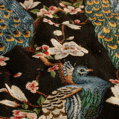 Gobeline Jacquard Vögel Schwarz