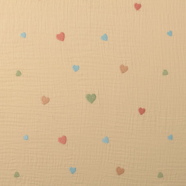 Mousseline stof Harten Beige