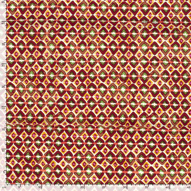 Viscose Poplin stof Abstract Donker rood
