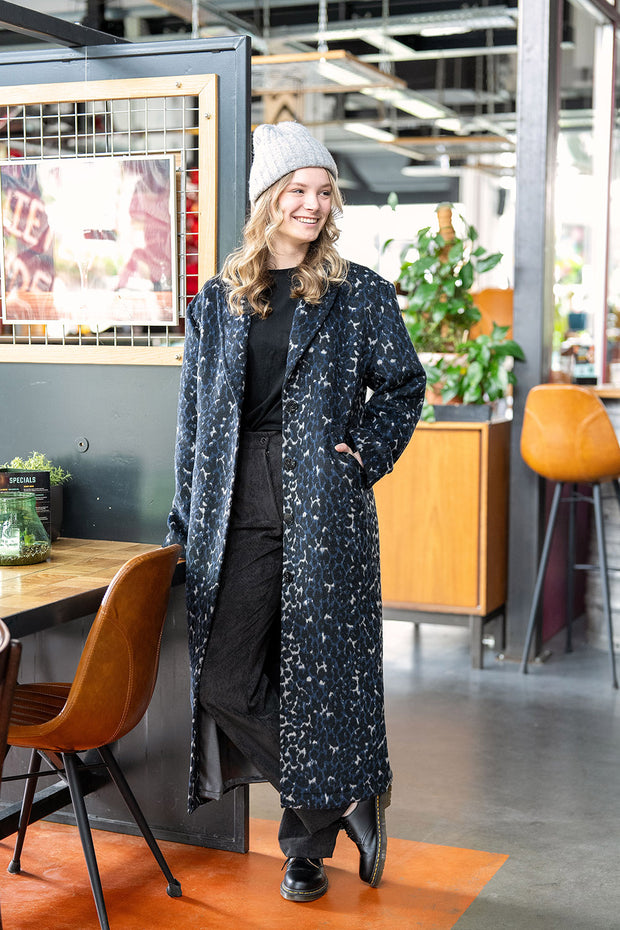 Jacquard fabric Leopards Indigo