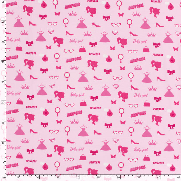 Cotton Jersey fabric Princesses Light Pink