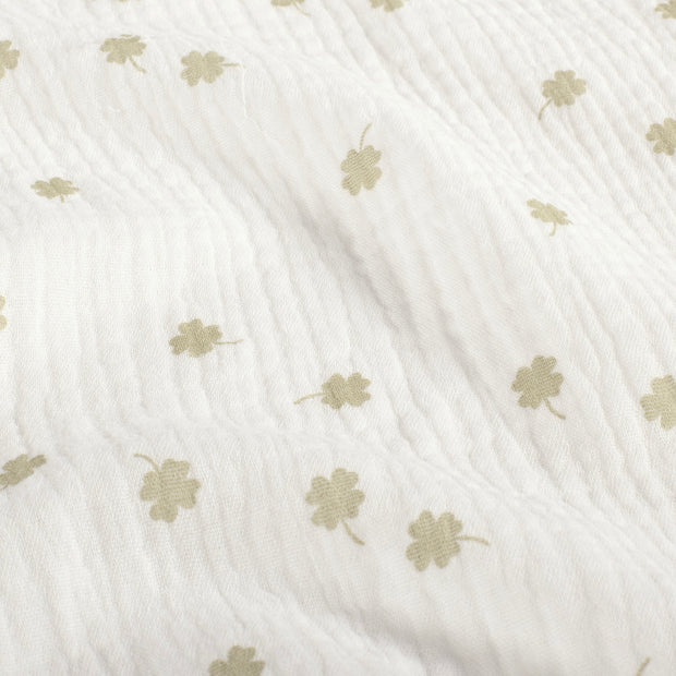 Muslin fabric Leaves Off White