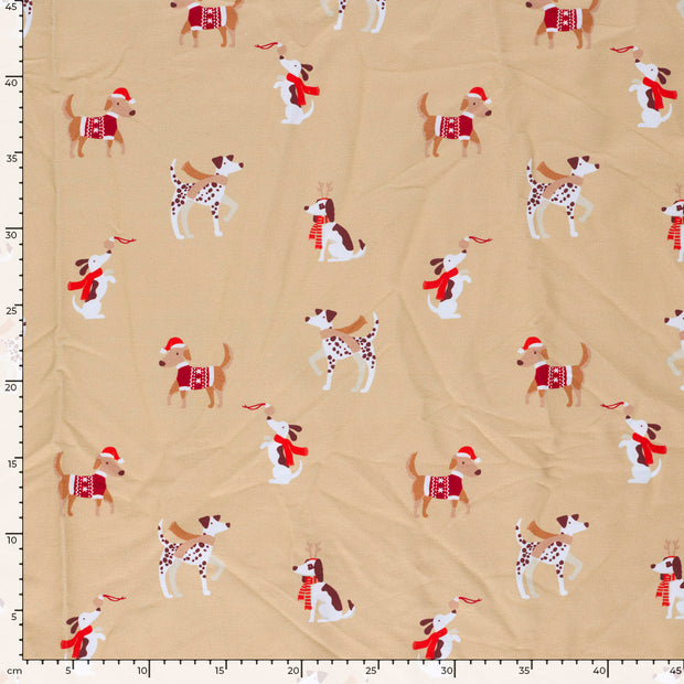 French Terry fabric Christmas Beige