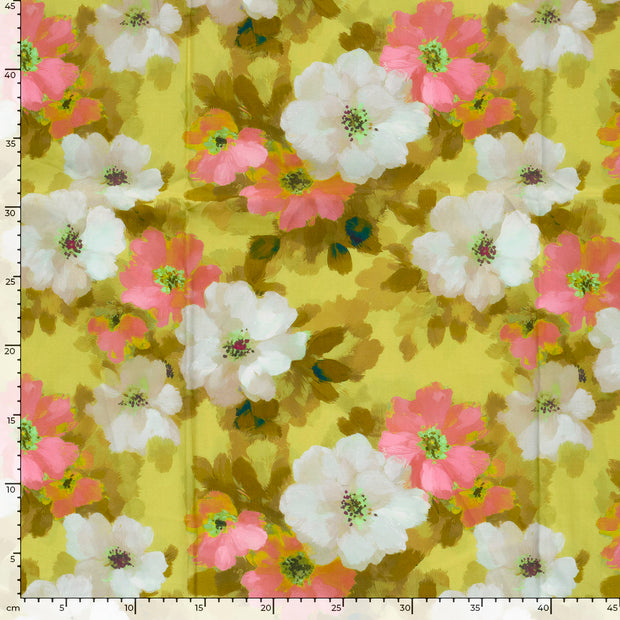Voile tela Flores Ocre