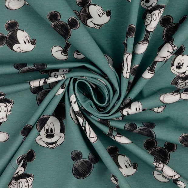 Cotton Jersey fabric Green digital printed 