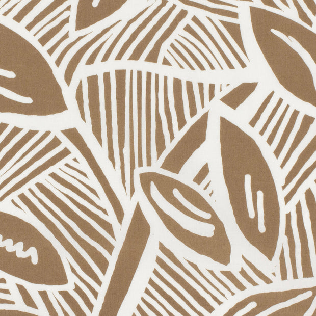 Satin de coton tissu Feuilles Gris taupe