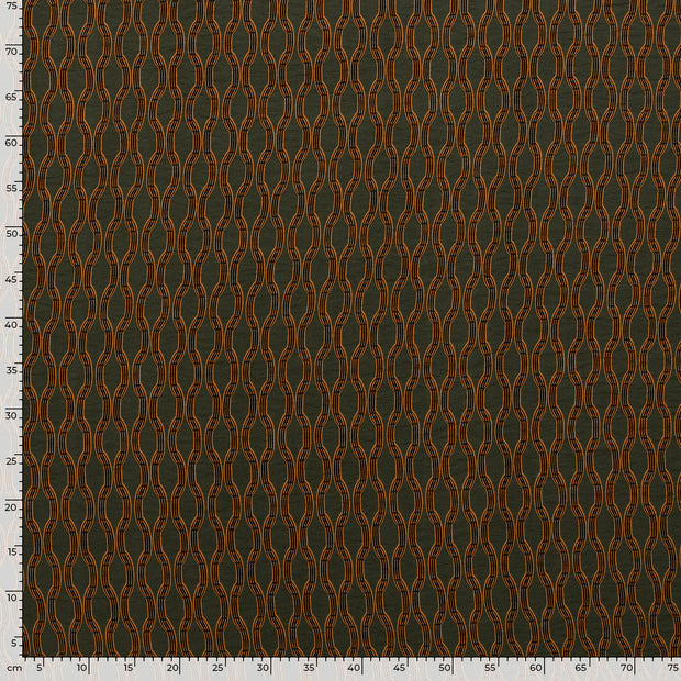 Viscose Nylon Crepe fabric Abstract Khaki Green