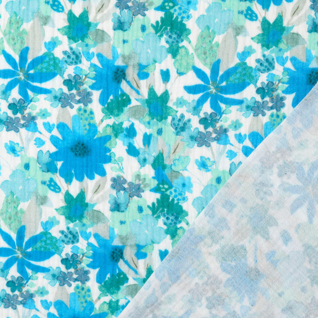 Muslin fabric Light Blue digital printed 