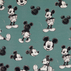 Cotton Jersey digital printed Mickey Mouse Green
