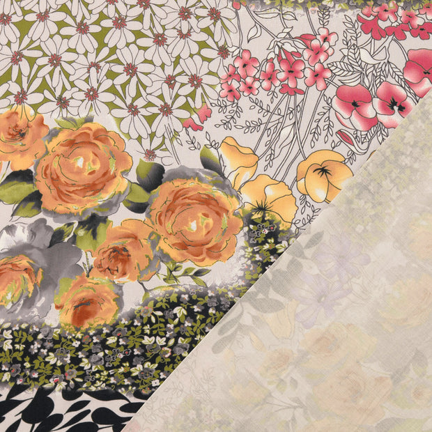 Viscose Poplin fabric Grey digital printed 