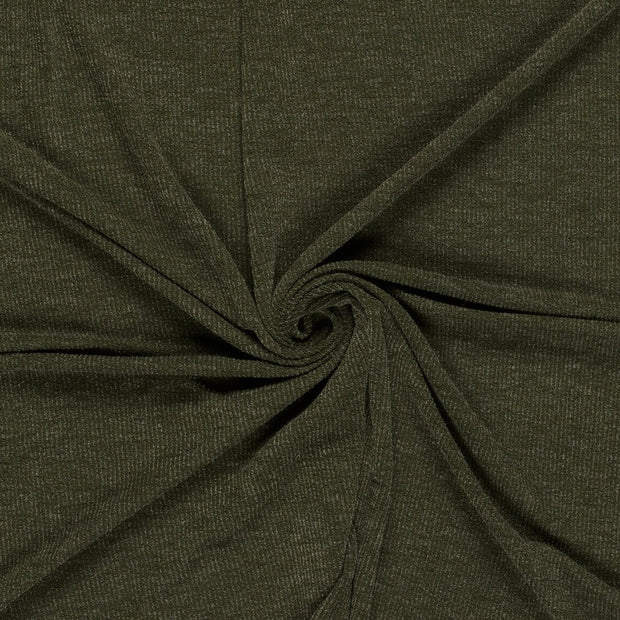 Rib Jersey fabric Khaki Green Lurex 