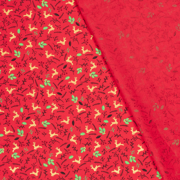 Cotton Poplin fabric Deer printed and foil 