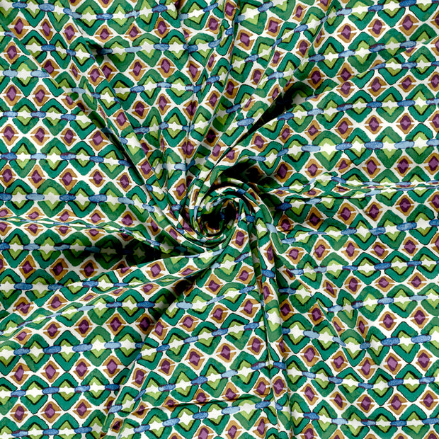 Viscose Poplin fabrik Grün bedruckt 