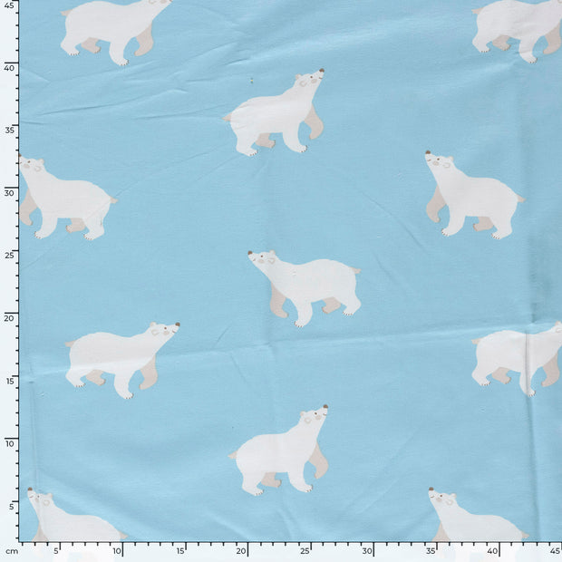 French Terry fabrik Eisbären Babyblau