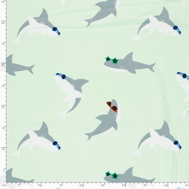 Jersey tissu Requins Menthe