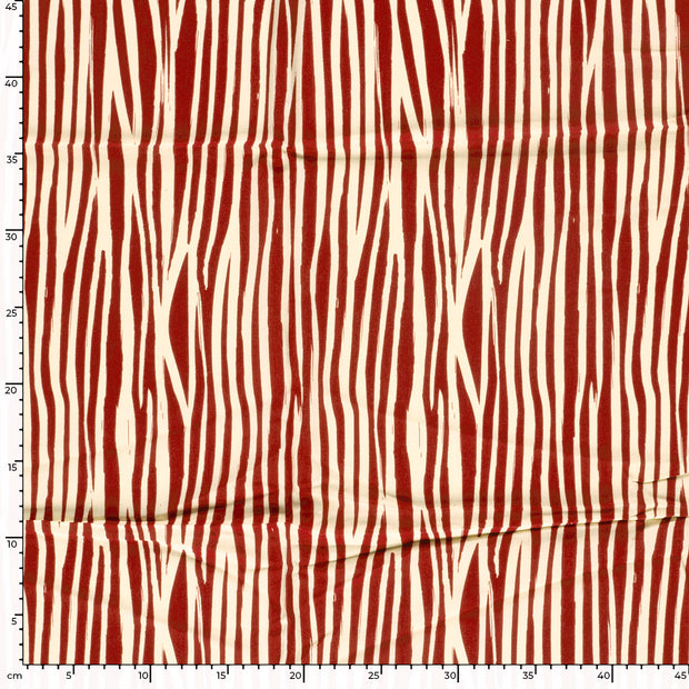 Bamboo Poplin fabric Stripes Dark Red