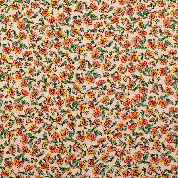 Sergé de Viscose tissu fleurs Nude