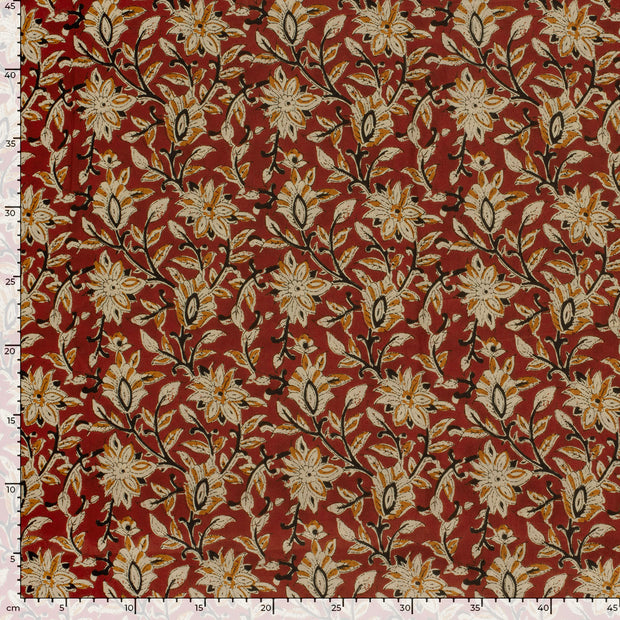Voile fabric Flowers Red