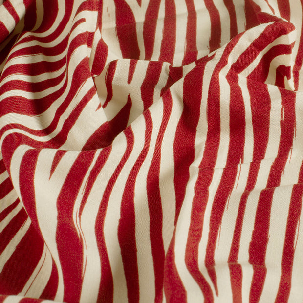 Bamboo Poplin fabric Stripes Dark Red