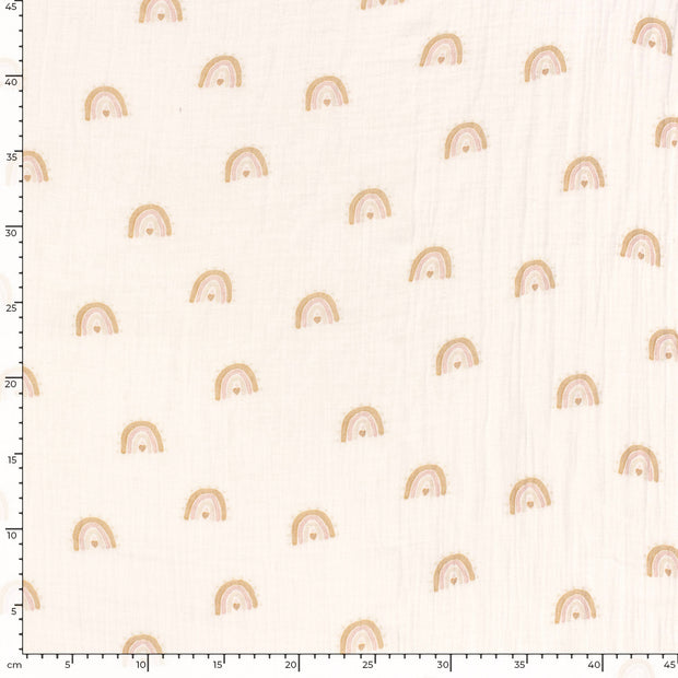 Muslin fabric Rainbow Off White