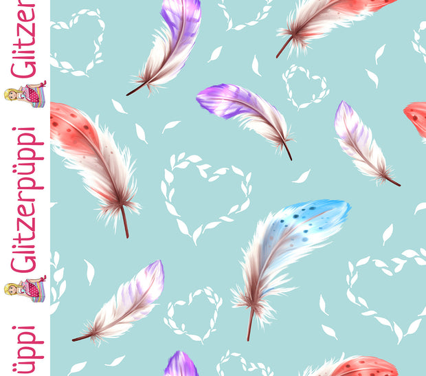 French Terry fabric Feathers Mint