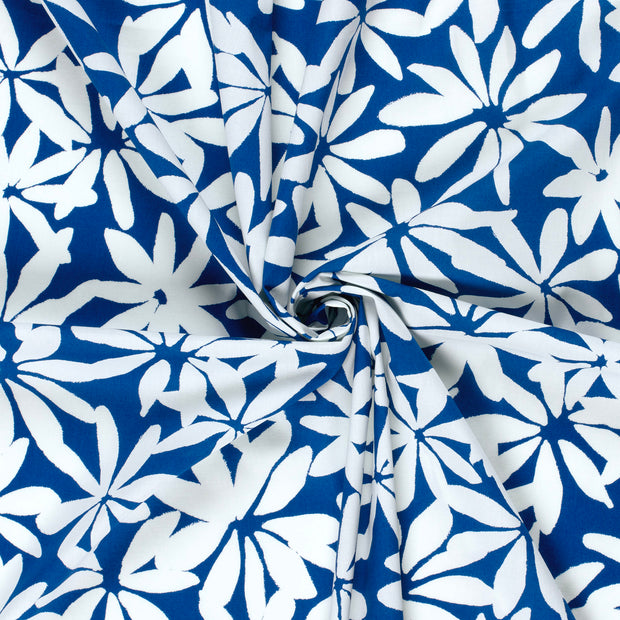 Cotton Satin fabric Cobalt printed 